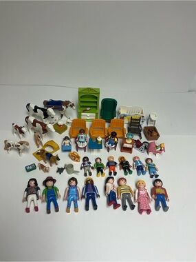 Playmobil Figures Lot- People, Animals & Furniture